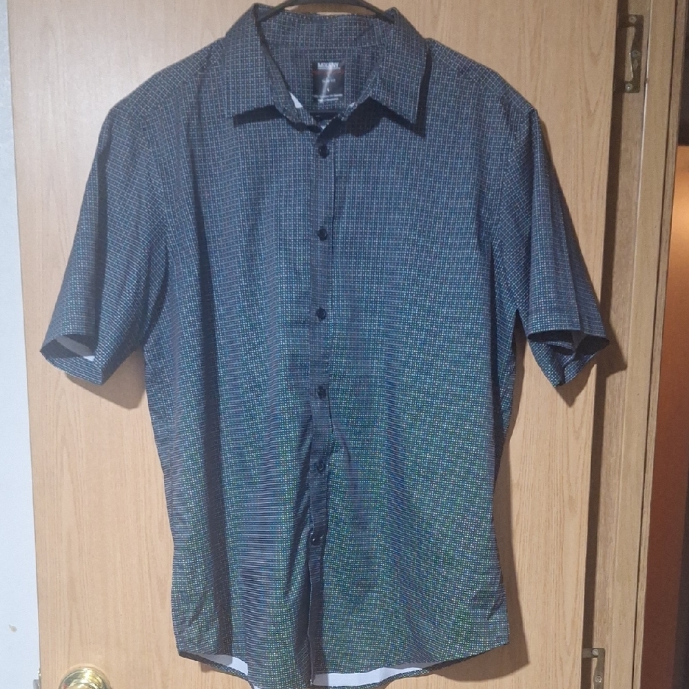 Stylish Black  Men's Button Down Shirt Slim Fit Large